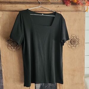 Classic Black Women's Top, Square Neck XL, EUC